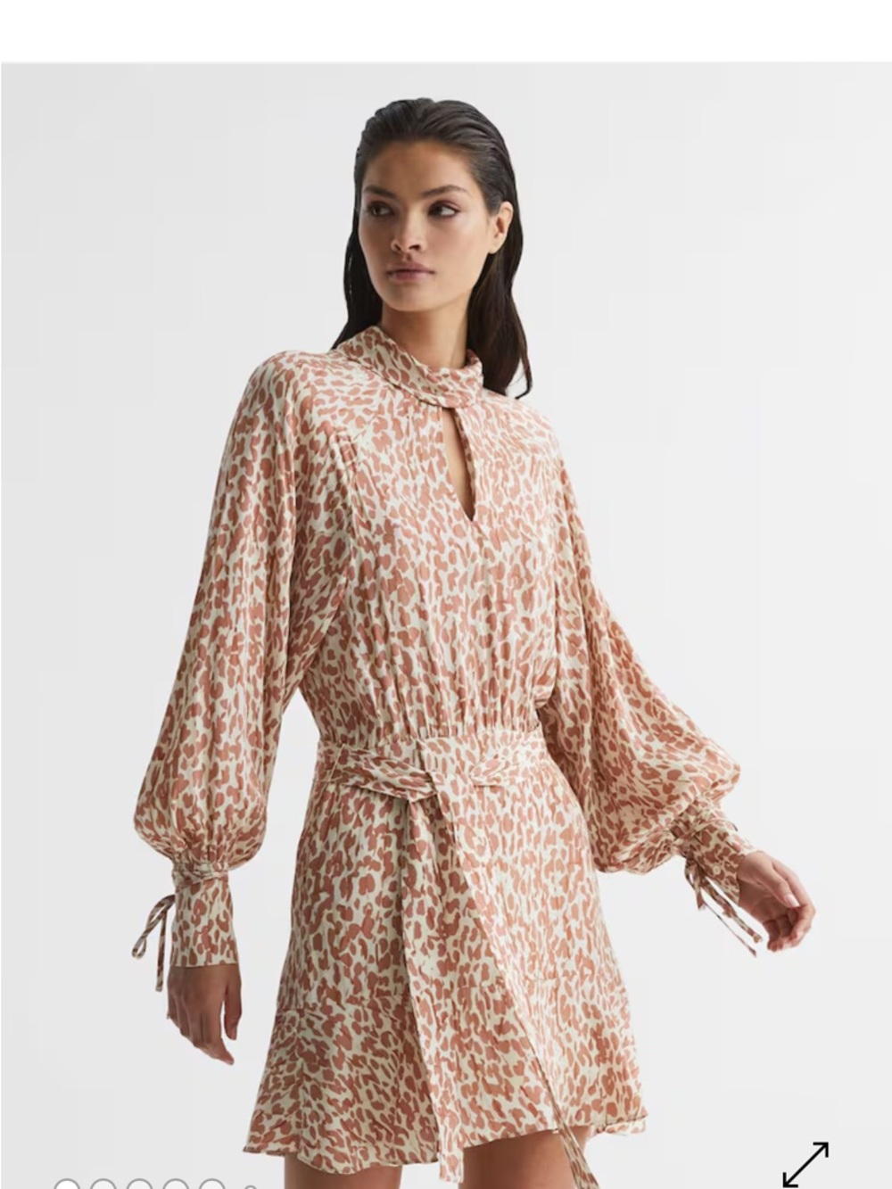 Reiss teya animal print dress brown cream  6 NWT summer